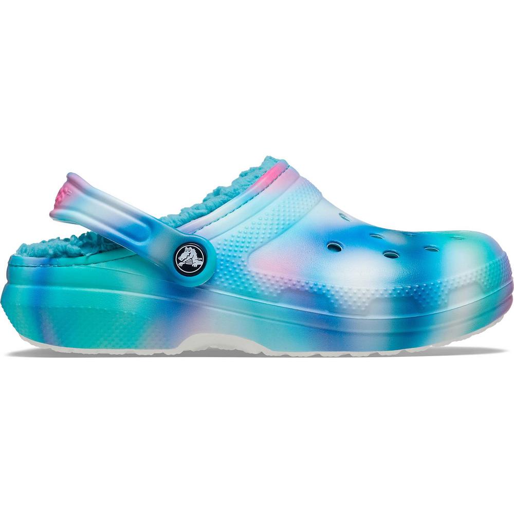 Turquoise / Multi Men's Crocs Classic Lined Solarized Clogs | NZ 0809EBCX